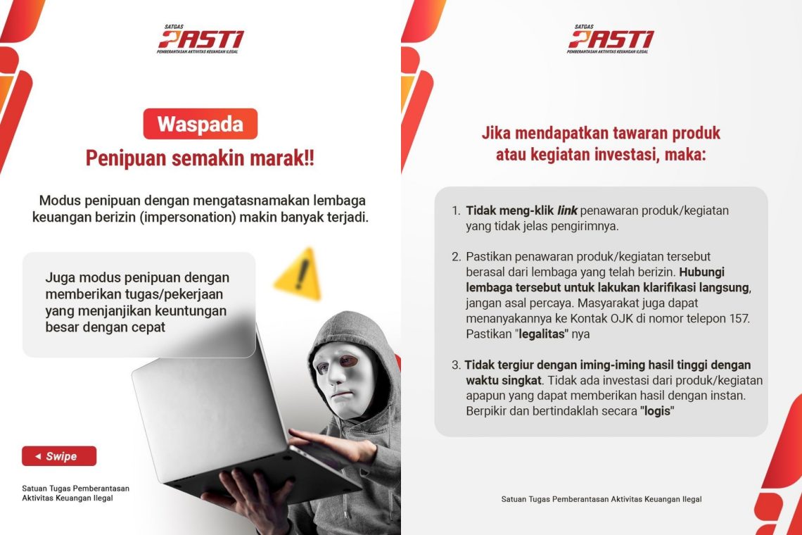Satgas PASTI Blokir 824 Entitas Ilegal periode April-Mei 2024