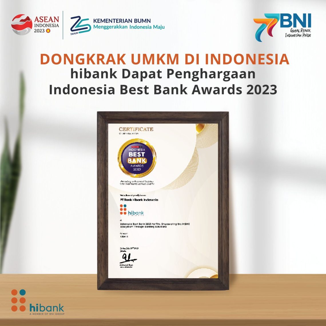 Dongkrak UMKM di Indonesia, hibank dapat Penghargaan di Ajang Indonesia Best Bank Awards 2023