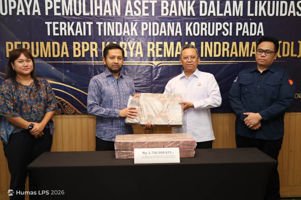 Optimalkan Pemulihan Aset BPR KRI, LPS Terima Hasil Sita Lelang Rp2,78 Miliar dari Kejari