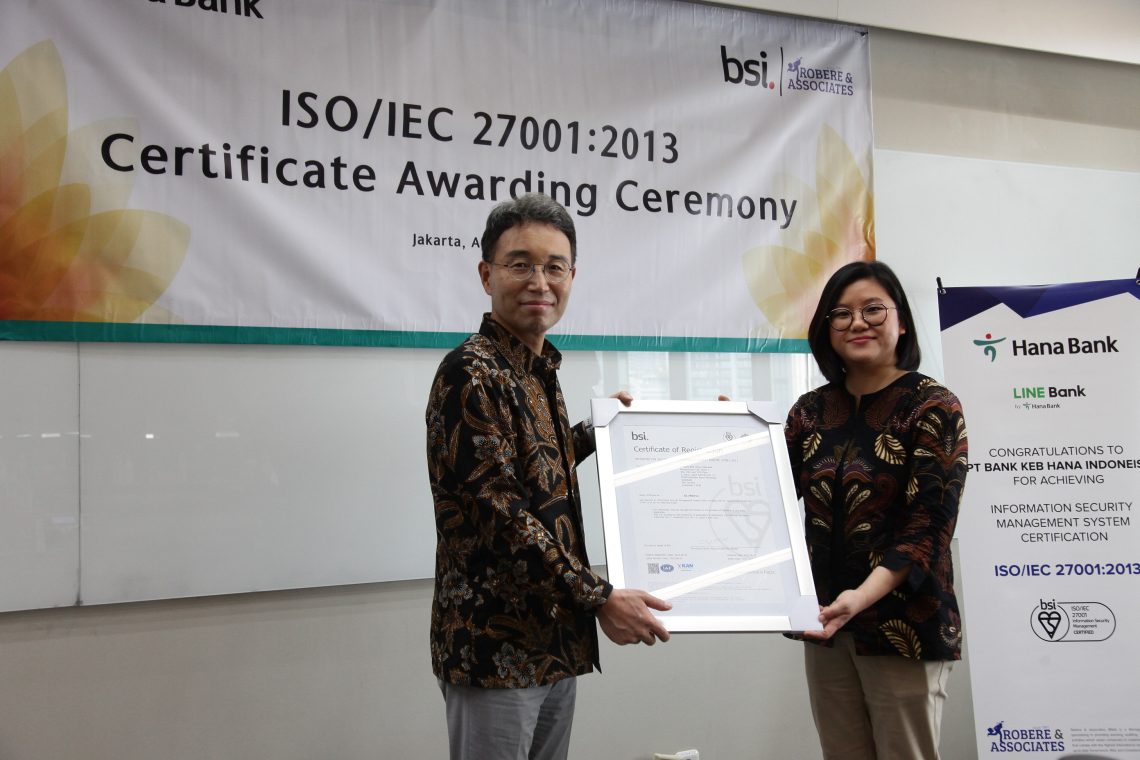 Tingkatkan Standar Keamanan Sistem Informasi, Bank Hana Raih Sertifikasi ISO/IEC 27001:2013