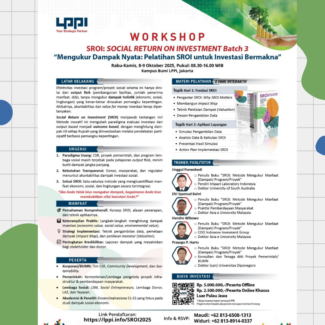 Mau Tahu Cara Hitung Dampak Sosial dengan Rupiah? Ikuti Pelatihan SROI Batch 3 LPPI Oktober 2025