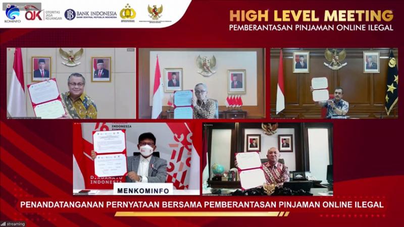 OJK, BI, Kemenkop, Polri dan Kominfo Tandatangani Pernyataan Bersama Berantas Pinjol Ilegal