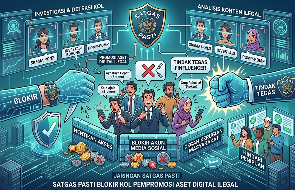 Tindak Tegas Finfluencer, Satgas PASTI Blokir KOL Pempromosi Aset Digital Ilegal